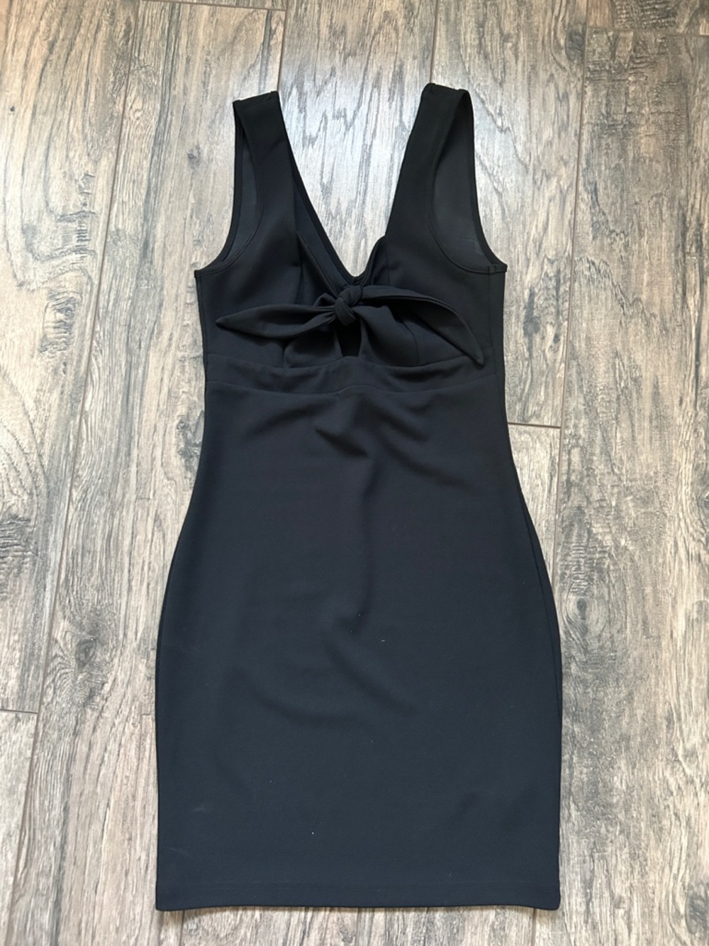 Guess Black Tie-Front V-Neck Mini Dress